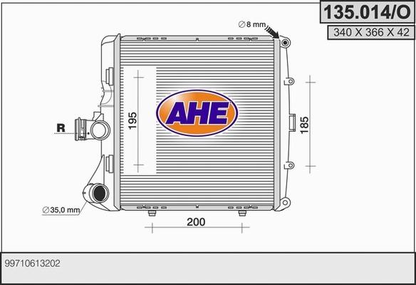 AHE 135.014/O - Радиатор, охлаждение двигателя autosila-amz.com