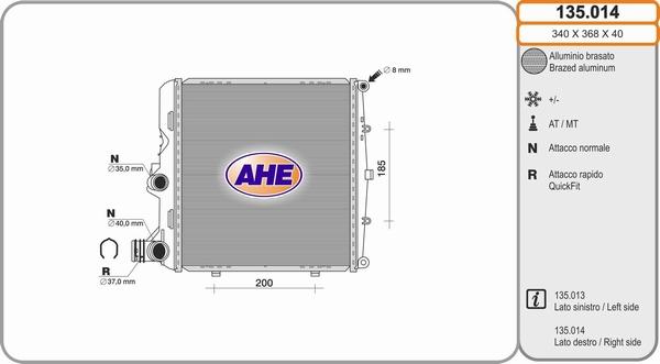 AHE 135.014 - Радиатор, охлаждение двигателя autosila-amz.com
