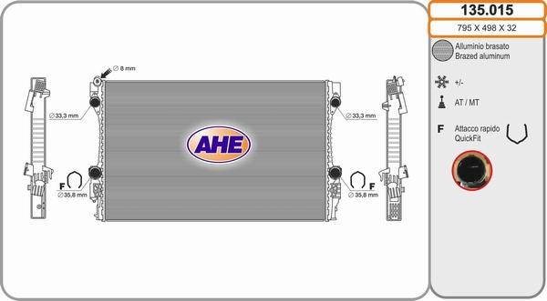 AHE 135.015 - Радиатор, охлаждение двигателя autosila-amz.com