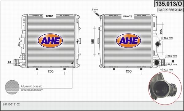 AHE 135.013/O - Радиатор, охлаждение двигателя autosila-amz.com