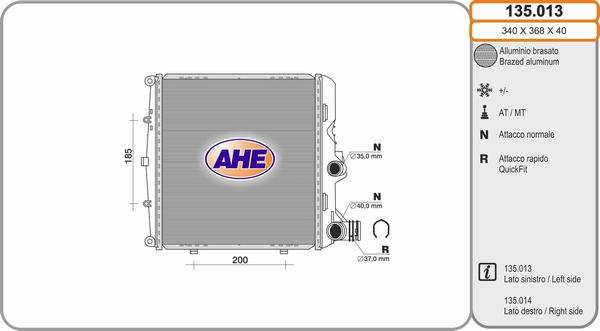 AHE 135.013 - Радиатор, охлаждение двигателя autosila-amz.com