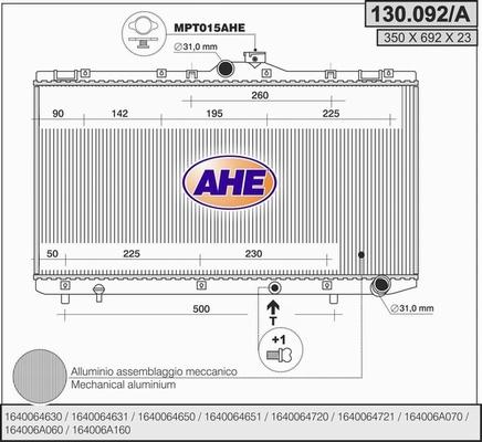 AHE 130.092/A - Радиатор, охлаждение двигателя autosila-amz.com