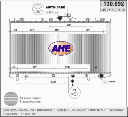 AHE 130.092 - Радиатор, охлаждение двигателя autosila-amz.com
