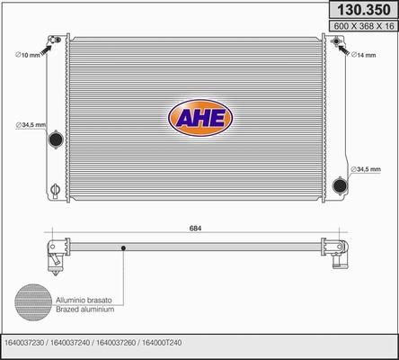 AHE 130.350 - Радиатор, охлаждение двигателя autosila-amz.com