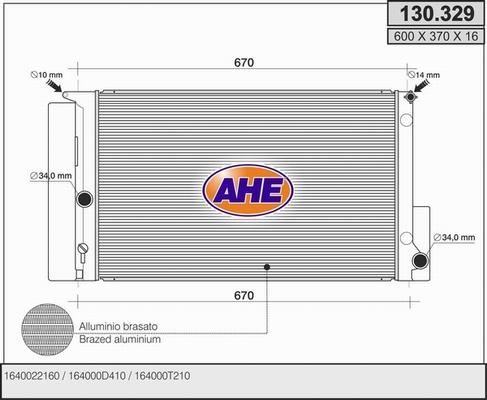 AHE 130.329 - Радиатор, охлаждение двигателя autosila-amz.com