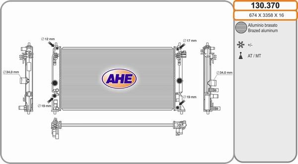 AHE 130.370 - Радиатор, охлаждение двигателя autosila-amz.com