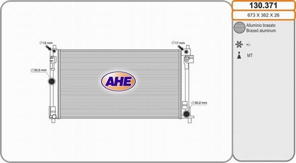 AHE 130.371 - Радиатор, охлаждение двигателя autosila-amz.com