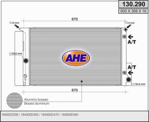 AHE 130.290 - Радиатор, охлаждение двигателя autosila-amz.com