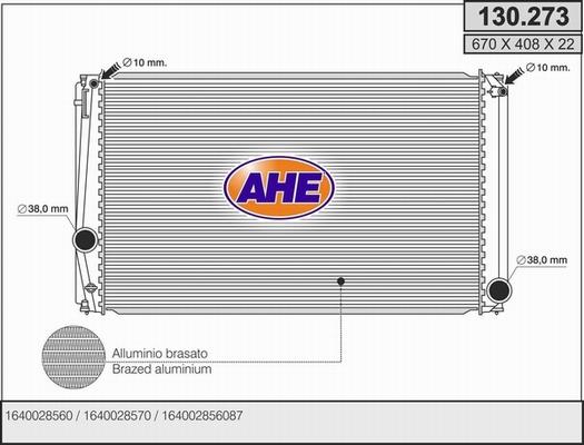 AHE 130.273 - Радиатор, охлаждение двигателя autosila-amz.com