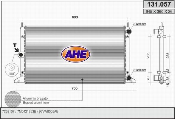 AHE 131.057 - Радиатор, охлаждение двигателя autosila-amz.com