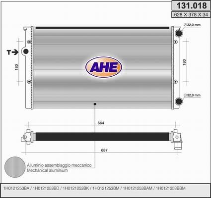 AHE 131.018 - Радиатор, охлаждение двигателя autosila-amz.com