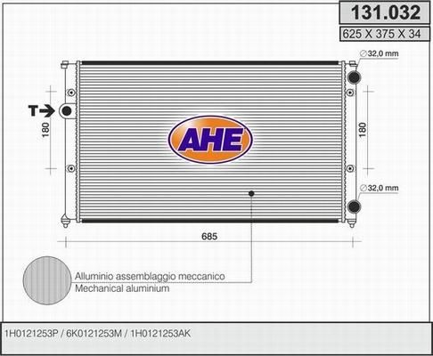 AHE 131.032 - Радиатор, охлаждение двигателя autosila-amz.com