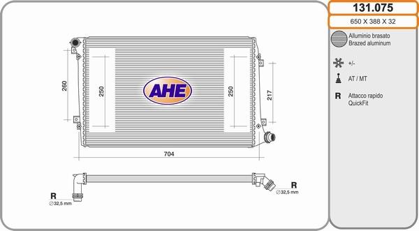 AHE 131.075 - Радиатор, охлаждение двигателя autosila-amz.com