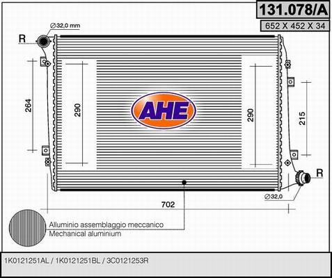 AHE 131.078/A - Радиатор, охлаждение двигателя autosila-amz.com