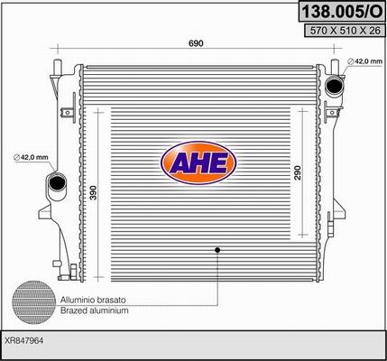 AHE 138.005/O - Радиатор, охлаждение двигателя autosila-amz.com