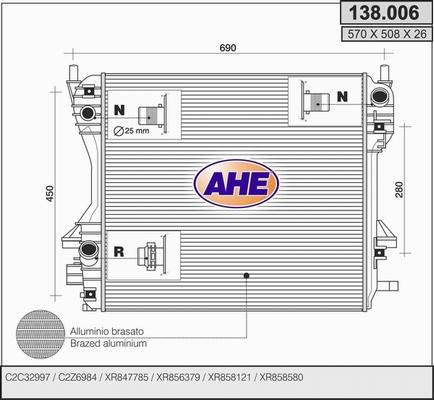 AHE 138.006 - Радиатор, охлаждение двигателя autosila-amz.com