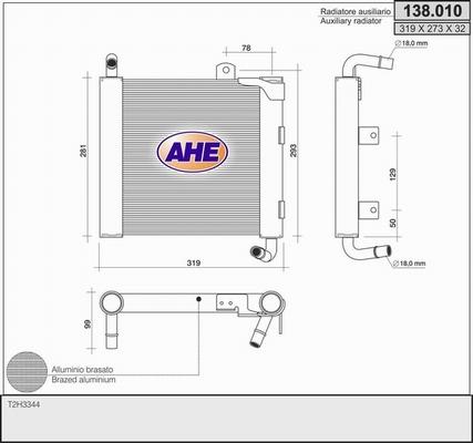AHE 138.010 - Радиатор, охлаждение двигателя autosila-amz.com