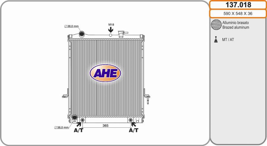 AHE 137.018 - Радиатор, охлаждение двигателя autosila-amz.com