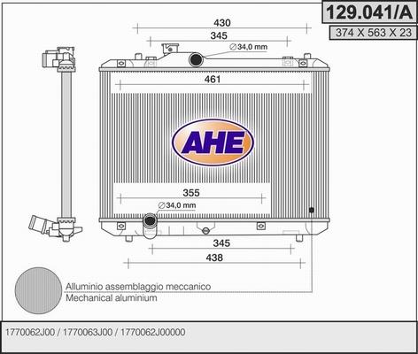 AHE 129.041/A - Радиатор, охлаждение двигателя autosila-amz.com