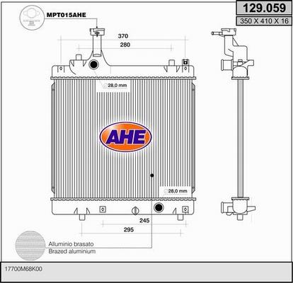 AHE 129.059 - Радиатор, охлаждение двигателя autosila-amz.com