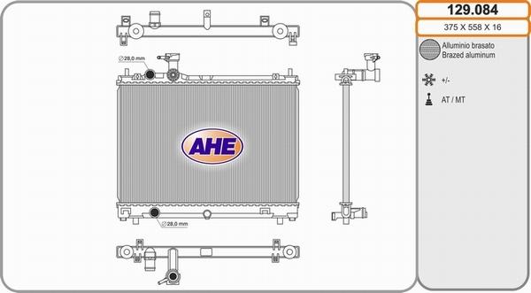 AHE 129.084 - Радиатор, охлаждение двигателя autosila-amz.com