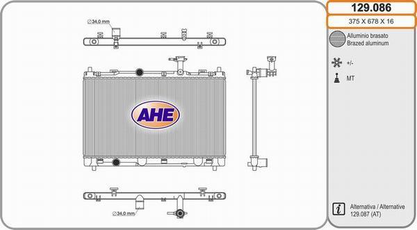 AHE 129.086 - Радиатор, охлаждение двигателя autosila-amz.com