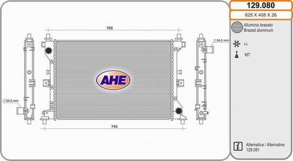 AHE 129.080 - Радиатор, охлаждение двигателя autosila-amz.com