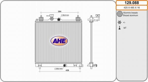 AHE 129.088 - Радиатор, охлаждение двигателя autosila-amz.com