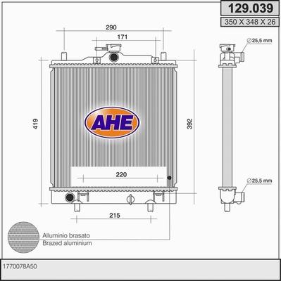 AHE 129.039 - Радиатор, охлаждение двигателя autosila-amz.com