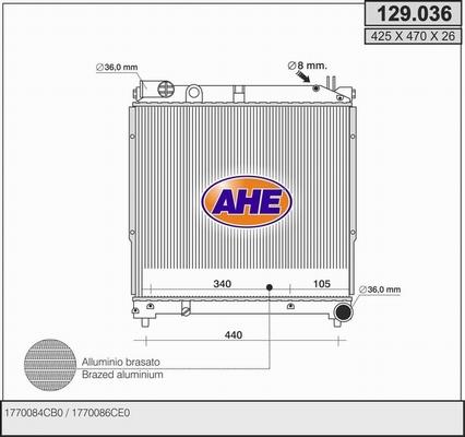 AHE 129.036 - Радиатор, охлаждение двигателя autosila-amz.com