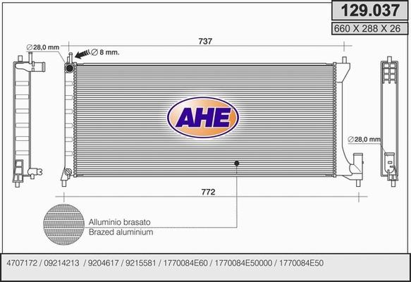 AHE 129.037 - Радиатор, охлаждение двигателя autosila-amz.com