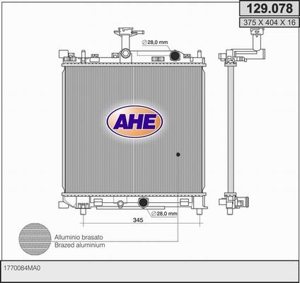 AHE 129.078 - Радиатор, охлаждение двигателя autosila-amz.com