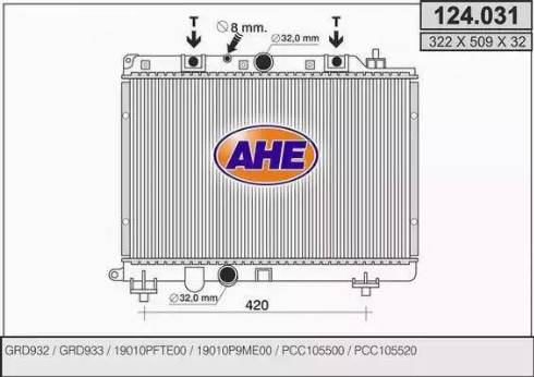 AHE 124.031 - Радиатор, охлаждение двигателя autosila-amz.com