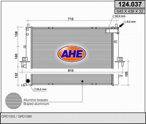 AHE 124.037 - Радиатор, охлаждение двигателя autosila-amz.com