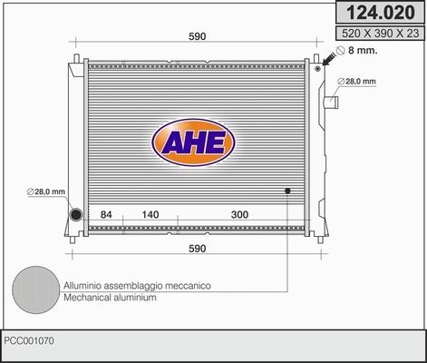 AHE 124.020 - Радиатор, охлаждение двигателя autosila-amz.com