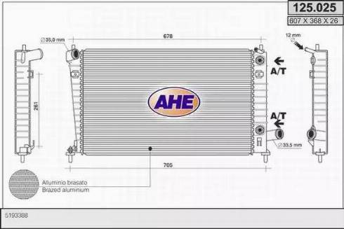 AHE 125.025 - Радиатор, охлаждение двигателя autosila-amz.com