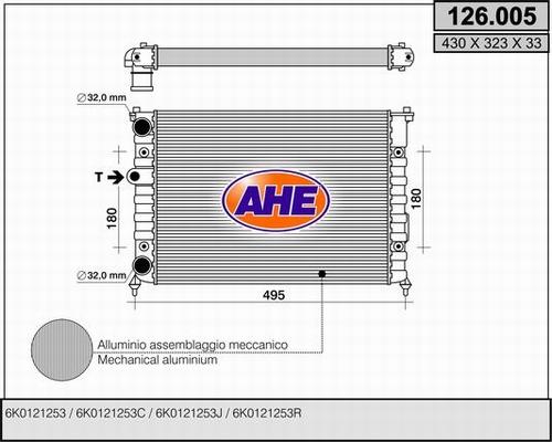 AHE 126.005 - Радиатор, охлаждение двигателя autosila-amz.com