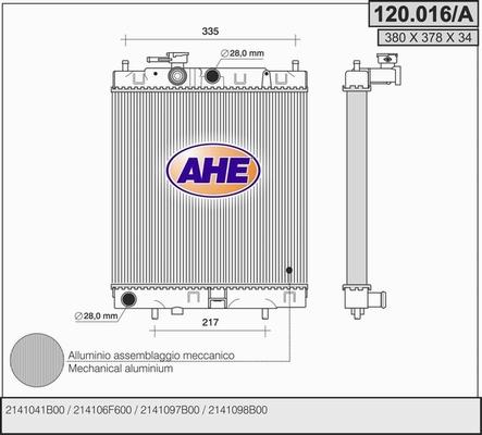 AHE 120.016/A - Радиатор, охлаждение двигателя autosila-amz.com