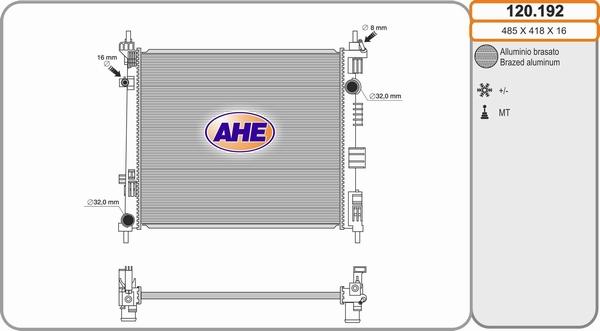AHE 120.192 - Радиатор, охлаждение двигателя autosila-amz.com