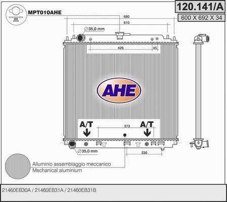 AHE 120.141/A - Радиатор, охлаждение двигателя autosila-amz.com
