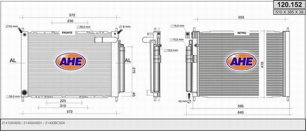 AHE 120.152 - Радиатор, охлаждение двигателя autosila-amz.com