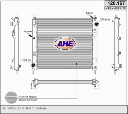 AHE 120.167 - Радиатор, охлаждение двигателя autosila-amz.com