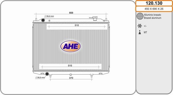 AHE 120.130 - Радиатор, охлаждение двигателя autosila-amz.com