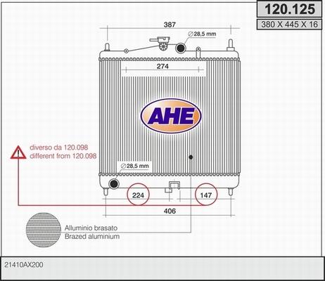 AHE 120.125 - Радиатор, охлаждение двигателя autosila-amz.com