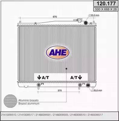 AHE 120177 - Радиатор, охлаждение двигателя autosila-amz.com