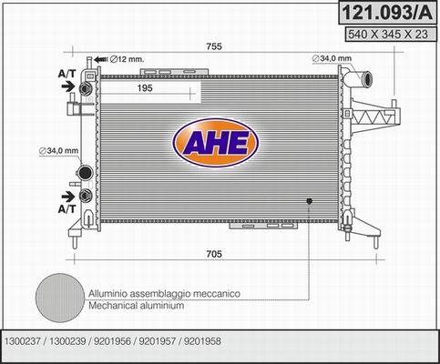 AHE 121.093/A - Радиатор, охлаждение двигателя autosila-amz.com