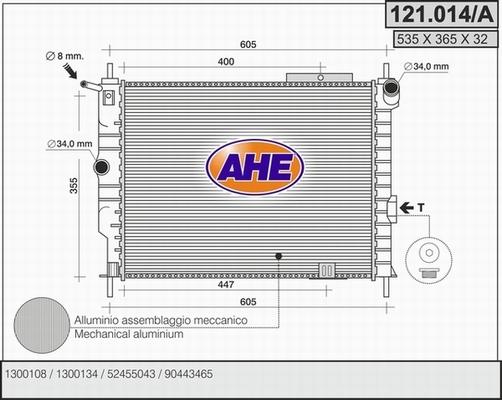 AHE 121.014/A - Радиатор, охлаждение двигателя autosila-amz.com