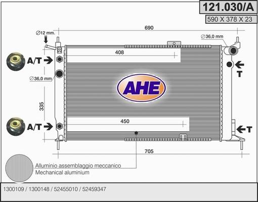 AHE 121.030/A - Радиатор, охлаждение двигателя autosila-amz.com