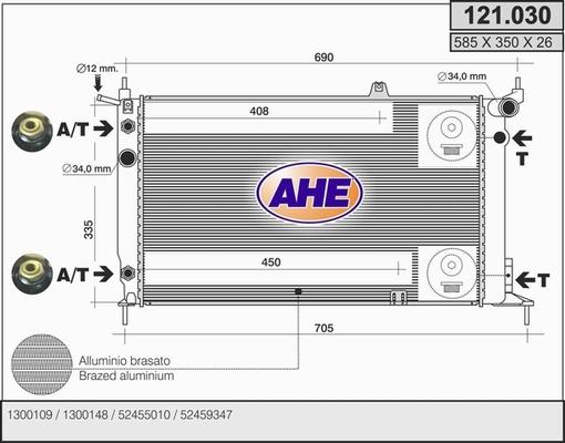 AHE 121.030 - Радиатор, охлаждение двигателя autosila-amz.com