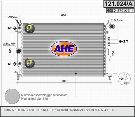 AHE 121.024/A - Радиатор, охлаждение двигателя autosila-amz.com